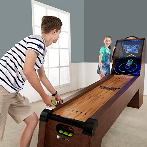 Ready AIM and Throw! Have Loeads of Fun 9 Ft. Roll and Score Table, Arcade Game, Includes 4 Skee-Ball, Electronic Board Scorer Great Sound Effects LED Light - Perfect for Family, Game Nights - Thumbnail 2