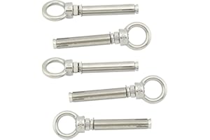 Yasorn 5-Pack Stainless Steel Ring Lifting Expansion Eyebolt Bolt Screw with Ring M6x70mm