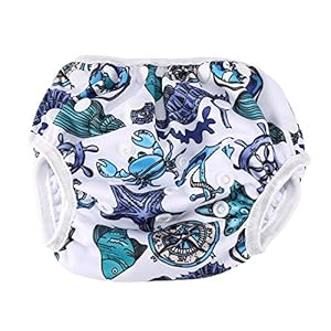 Baby zwemluier, digitale print unisex herbruikbare zwemluiers zomer zwembroek met drukknopen elastische taille voor 3-15…