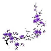 HuntGold2 DIY Plum Flower Embroidered Patches Iron on Patch Cloth Iron Applique Embroidery Durable Beauty Gift-6#