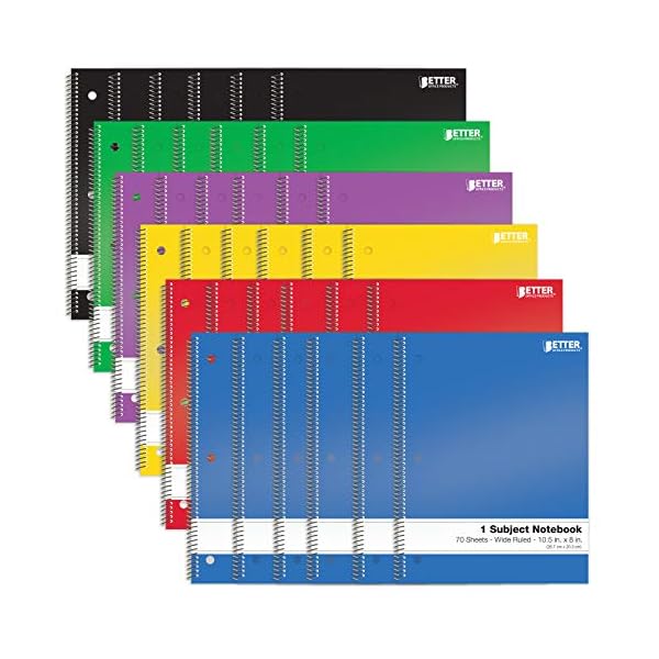 Better Office Products Spiral Notebooks 1Subject, 24 Pack, Wide Rule
