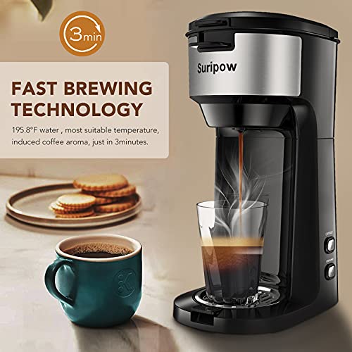 Suripow Single Serve Coffee Tea Maker Brewers for KCup Pod &Ground