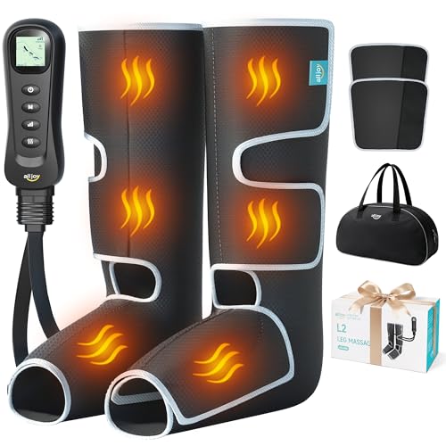 ALLJOY Leg Massager for Circulation and Pain Relief FSA, Father-s Day Gift-s for Dad Men Women, Leg Massager with Heat and Compression Helpful for Vericose Veins, Fatigue, Cramps, Swelling, Edema