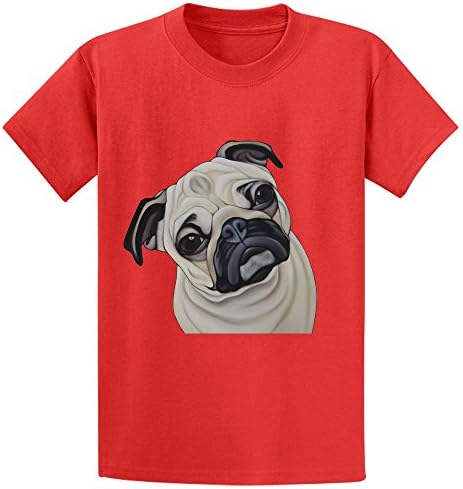 Cutestory Pug Portrait Kids Design Lovely T Shirts Red