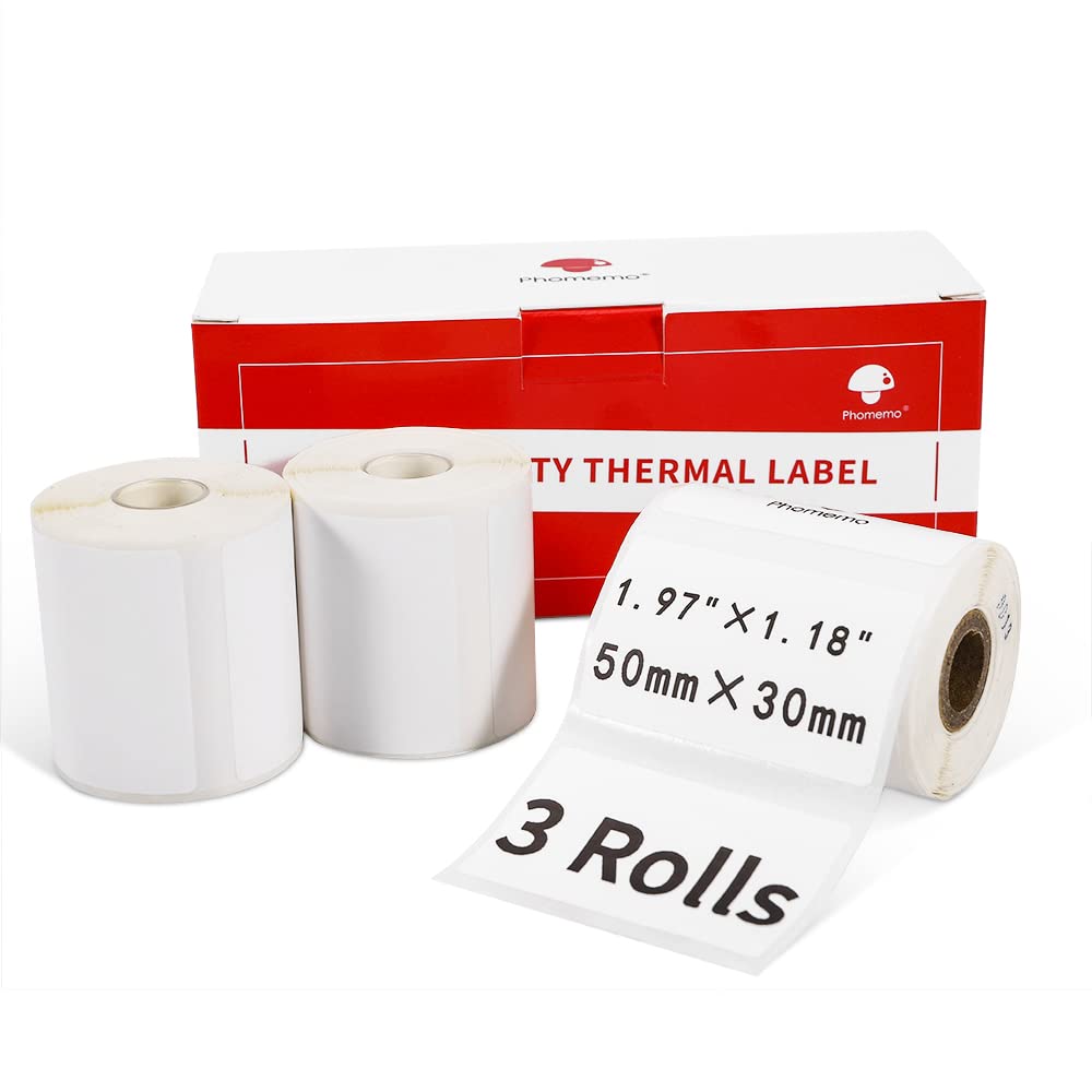 Phomemo M110 3 Rolls Round Label,1.97"x1.18"(50x30mm) Multi-Purpose Self-Adhesive Round Label for M110 M220 M221 M120 M150 M250 M260 M108 M100 M102 M200 Label Printer,230 / Roll