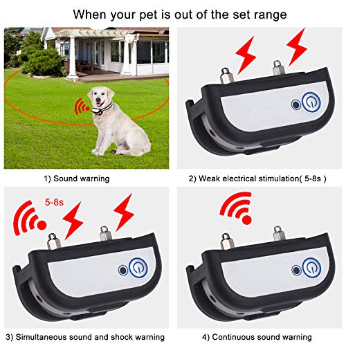 Beinhome Wireless Electric 2 Dog Fence System Electronic Outdoor Wireless Fence for 2 Dogs Rechargeable Receiver Collars - Thumbnail 3