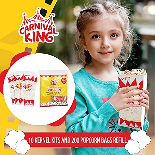 Popcorn Machine Supplies Set Refill, 10 Bags Of Popcorn Kernels Kit (Large Butterfly Kernels