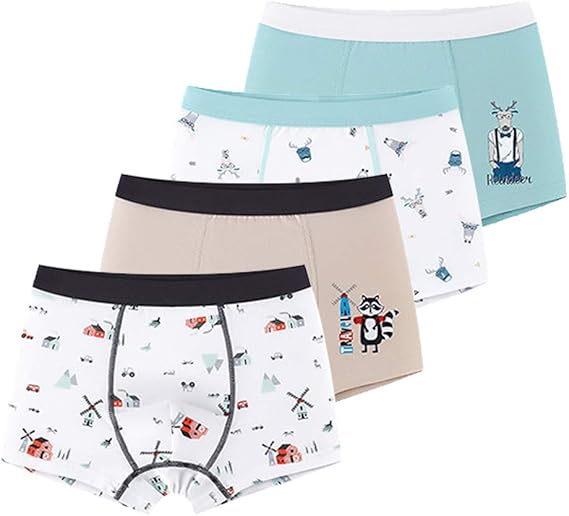 Amazon Qintian キッズ パンツ インナー 男の子 ボクサー スタンダード 可愛い4枚セット ボーイズ ショーツ 子供用 ボクサーパンツ スタンダード インナー 下着 男児 ジュニア コットン 可愛い シンプル 下着 インナー 通販