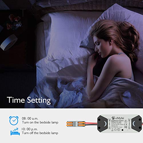 eMylo Smart WiFi Light Switch Wireless Relay Switch AC 220V 2 Channel Tuya Module App 90-250V Remote Control Home Automation Timers Compatible with Alexa Echo Google Home Support IOS Android 4 packs - Thumbnail 2