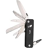 ROXON S503G Flex Companion 9 in 1 Modular EDC Tool D2 Pocket Knife (Black) | G10 Handle,Scissors,Screwdriver,Threader,Awl, Flat Screwdriver,Ruler,Tweezers for Outdoors Fishing Camping,Gifts for Men