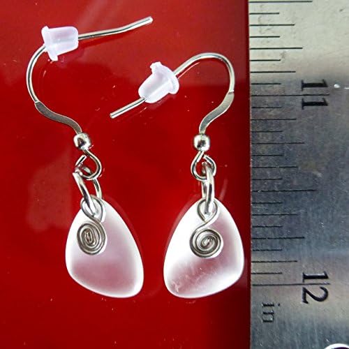 Cloudy White Sea Glass Earrings Small 0.5 Inches Nautical Semi Clear Ocean Hawaiian Beach Handmade Mermaid Tears Jewelry for Women and Girls Gift Under 20 Dollars