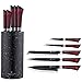 Imperial Collection 6 Piece Knife Set Including Knife Block - Extremely Sharp Stainless Steel NonStick Coating Kitchen Knives With A Great Grip (Red/Black)