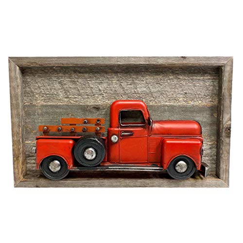 BarnwoodUSA | Vintage Red Christmas Truck Wall Sign | Farmhouse Metal Truck Wall Art | Automotive | Old Vehicle Decor | Rustic Wooden Wall Sign - Thumbnail 6