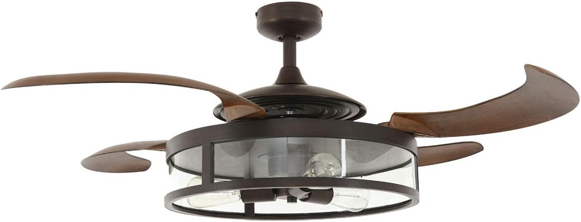 FANAWAYCeiling Fan and Light, Steel, E27, 60 W, Brown