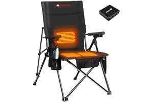 ANTARCTICA GEAR Heated Camping Chair with 12V 16000mAh Battery Pack, Heated Portable Chair, Perfect for Camping, Outdoor Sports, Picnics, and Beach Party, with 5 Pockets