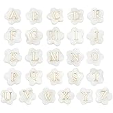 PH PandaHall 26pcs Flower Shaped Shell Beads, 8mm Alphabet A-Z Letter Beads Natural Freshwater Shell Spacer Bead Gold Initial Letter Bead for Boho DIY Bracelet Necklace Earring Jewelry Making Crafts