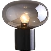 Poiaeusant Glass Table Lamp Farmhouse Lamps&ensp;for Living Room Art Deco Side Table Lamp for Living Room Smoky Gray