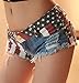 chouyatou Women's Low-Rise American Flag Print Daisy Duke Ripped Denim Shorts