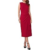 WOMLAYOUT Women's Business Cocktail Dress 2025 Front Tie Wrap Formal Elegant Sleeveless Sheath Dresses