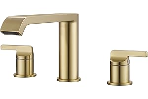 SITGES Brushed Gold Roman Tub Faucet,Solid Brass High Flow Widespread Bathtub Faucet with Two Lever Handles,Deck Mount Tub Filler with Brass Valve, cUPC Certified Water Supply Lines Assembly