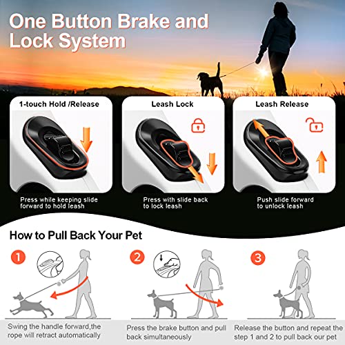 Upgraded Retractable Dog Leash, Heavy Duty Pet Walking Leash with Anti-Slip Handle, 16ft Strong Nylon Tape for Medium… - Image 6