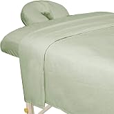 ForPro Premium Flannel 3-Piece Massage Sheet Set, Sage | Ultra-Light, Stain and Wrinkle-Resistant | Includes Flat &amp; Fitted Sheets w/ Face Rest Cover for Massage Tables