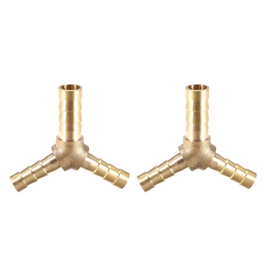 sourcing map Tee Brass Barb Fitting Reducer Y Shape 3 Way Fit Hose ID 8x6x6mm 2pcs