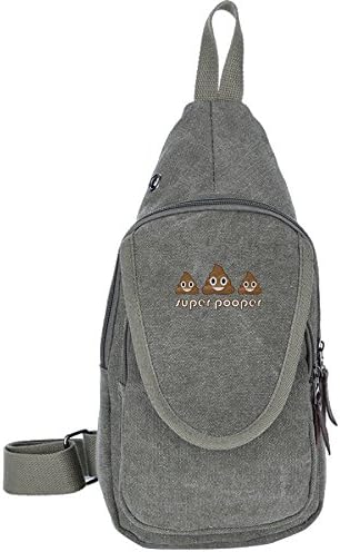 Poop Emoji Super Pooper Canvas Chest Pack Crossbody Bag Travel Bag Hiking Bag Shoulder Backpack ForestGreen