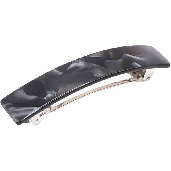 Small Handmade Hair Clip Silver Grey Glitter Automatic Barrette for Women Amazon.com : French Amie Rectangular Silver Glitter 3 1/4  main image 3