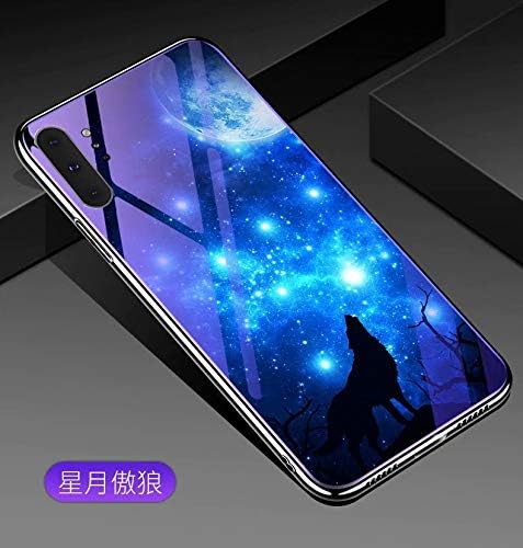 for Samsung Galaxy A70 Case,SupShop Fashion Design Cute Slim Glitter Bling Tempered Glass Back with Soft Rubber Bumper Hybrid Cover for Man Women Girl Phone Skin,Wolf