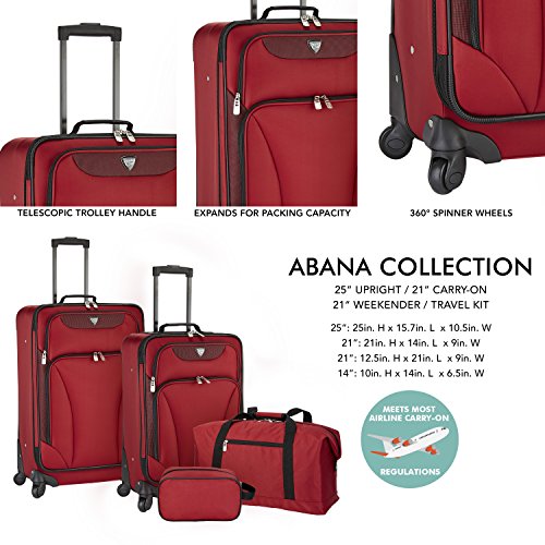Travelers Club Augusta 4Piece Softside Spinner Luggage Set, Red