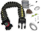 Survival Paracord Bracelet |25-in-1| Emergency Tactical Survival Gear Kit Camping, Fishing, Hunting & Outdoors | Multipurpose Survival Tool 550, Whistle, Flint Fire Starter (Green/.Yellow, X-Large)