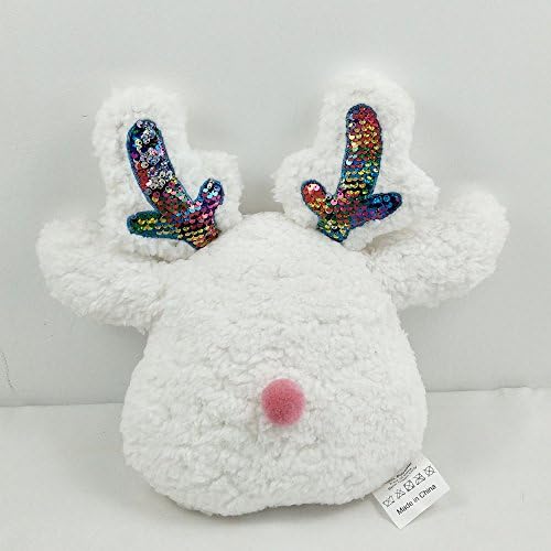 FanRich Unicorn Bunny Animal Shaped Reversible Sequin Mermaid Pillow with Insert for Home Decor and Party (Deer, 32x35cm/12.613.8")