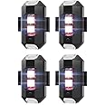 QVEVDACAR LED Strobe Drone Lights, 7 Colors Mini USB Rechargeable Lighting, Anti-Collision Tail Lights for Aircraft Flying, Motorcycles, Trucks, Cars, Bike (4-Pack)