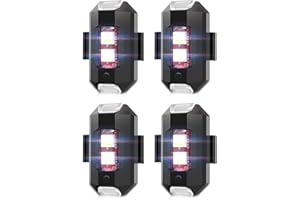 QVEVDACAR LED Strobe Drone Lights, 7 Colors Mini USB Rechargeable Lighting, Anti-Collision Tail Lights for Aircraft Flying, Motorcycles, Trucks, Cars, Bike (4-Pack)