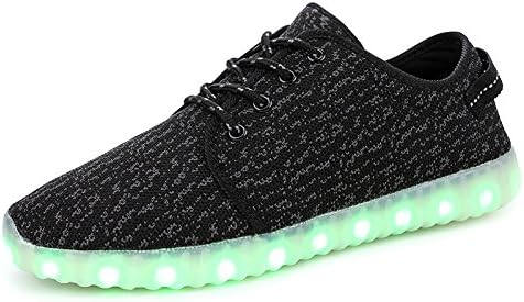 SenNi Unisex Shining LED Shoes Light Up USB Charging Flashing Sneakers SNSHOE033-Black2-46