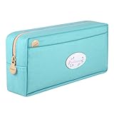 Samaz Large Capacity Canvas Pen Pencil Case Stationery Pouch Bag Case Cosmetic Bags (Blue)