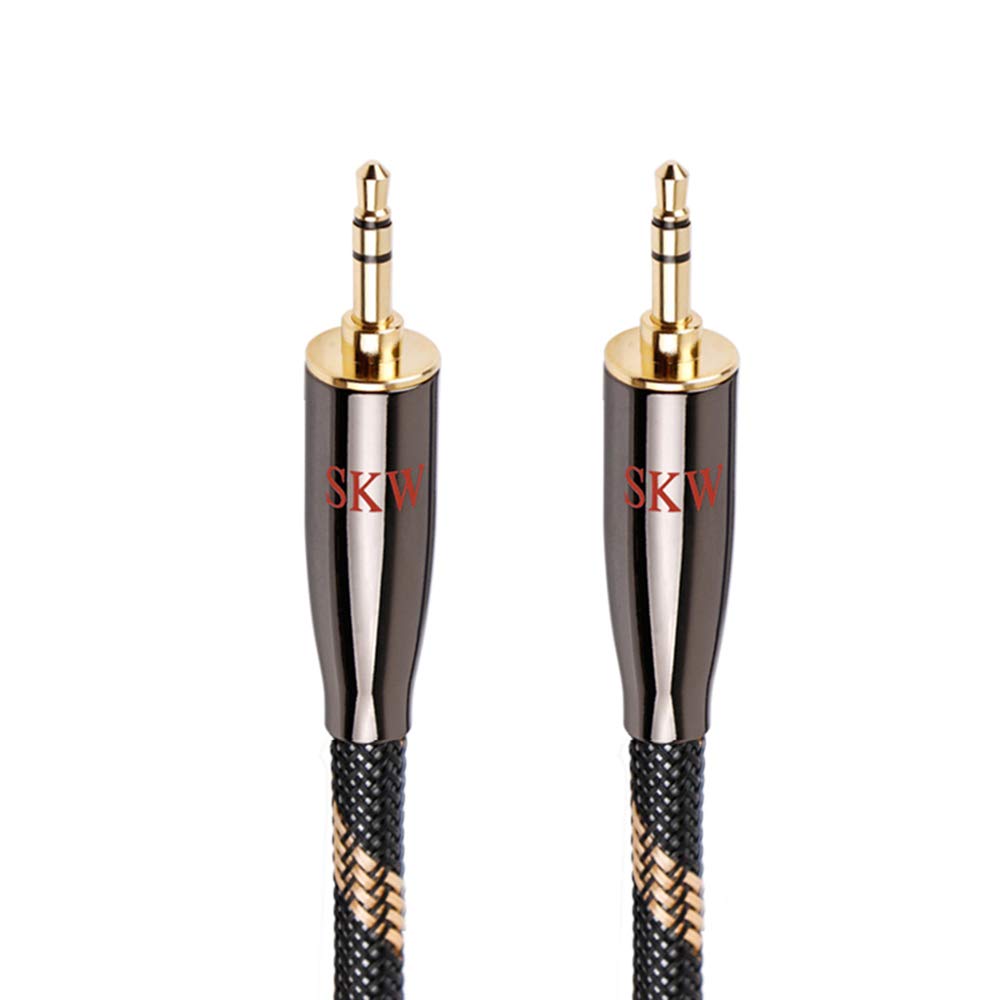 SKW Audiophiles AUX Cable 3.5mm Male to Male with Outside Diameter 6.8mm Stereo Audio Cable 1 Metre, Nylon