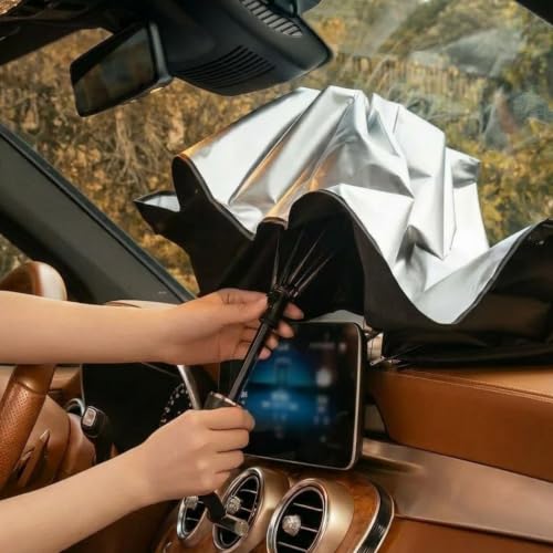 ORVAN® Premium Car Front Umbrella Sunshade | UV Block Car Sun Protector | for Front Car | Foldable Anti-Heat | SUV and Touring Car | Car Accessories | 140 cm x 80 cm