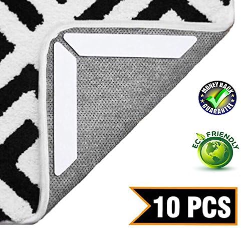 ANARIO Rug Grippers Anti-Curling and Anti-Slip Rug Gripper 10pcs Carpet Gripper for Corners and Edges Reusable Washable Double-Sided Stickiness Corners Rug Pad Keeps Your Rug in Place and Makes Corner