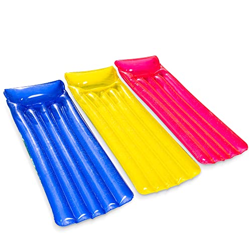 Sloosh 3 Packs Inflatable Pool Float Lounge, Inflatable Pool Mat