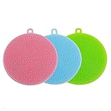 Dishwashing Brush Silicone Sponge Dish Brush Cleaner Shinefuture Multipurpose Antibacterial Silicone Dishwashing Scrub Scrubber Sponge Heat-resistant Mat Gloves Drink Coatsers Set of 3