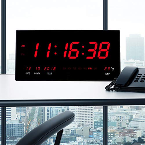 18.5 Inch Oversized LED Digital Wall Clock/Calendar Large Display with