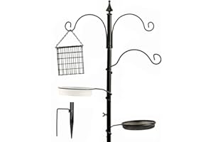 yosager Premium Bird Feeding Station Kit, 75" x 21" Bird Feeder Pole, A Multi Feeder Hanging Kit with Metal Suet and Bird Bath for Attracting Wild Birds, Planter Hanger