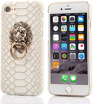 iPhone 7 Case, Yomanic New Design Fashion [Shock Absorbing] [Non-Slip] 3D Lion Head Metal Ring Holder Stand Phone Cases For iPhone 7 4.7inch Hard 360 Degree Rotating Kickstand Back Case (White)