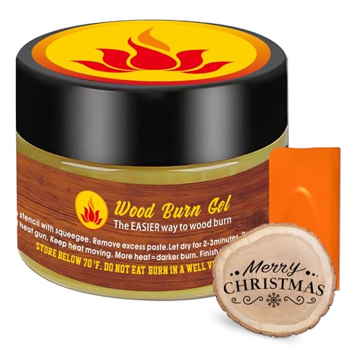 1DFAUL Wooden Burning Paste, 4 OZ Wood Burn Gel with Silicone Squeegee for Crafting, Drawing and DIY Arts, Create Beautiful Art in Minutes, Personalize Your Craft