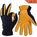 OZERO Winter Gloves for Men Women: -20F Deerskin Waterproof Windproof Leather Polar Fleece Cotton Warm Thermal Insulated Womens Mens Gloves Winter Work Running in Cold Weather-L Tan Black