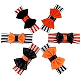 YanJie Halloween Orange Black Sequin Bow Jersey Stripe Baby Headbands Pack of 6 (mix center)