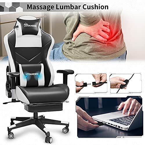 YITAHOME Massage Gaming Chair with Footrest 350lbs Heavy Duty Ergonomic