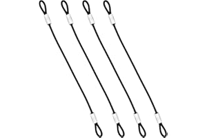 SANKOLY 4 Pcs Stainless Steel Wire Cable with Loops 20 Inch Vinyl Coated Wire Rope Long Rope Lanyard Lock Safety Chains for Outdoor Travel Home Hanging, 5 mm Thickness